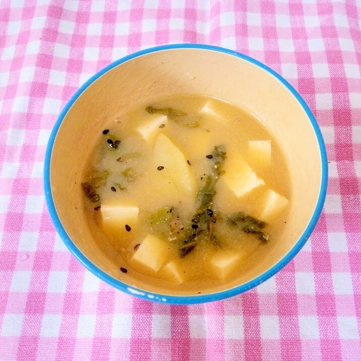 高菜とじゃがいものお味噌汁